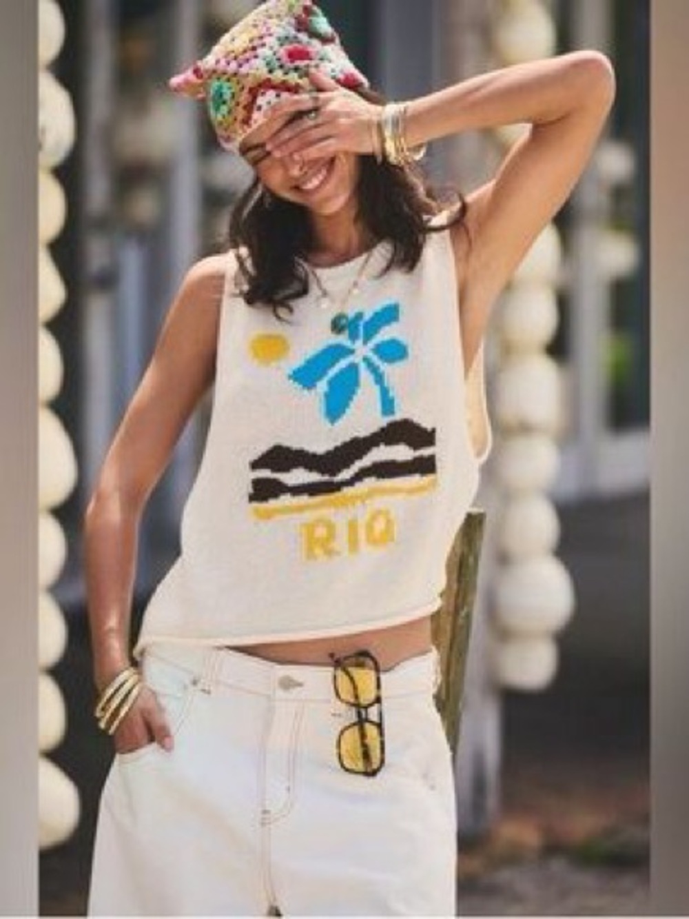 Urban Outfitters Sleeveless 'Rio' Graphic Knit Tank Top